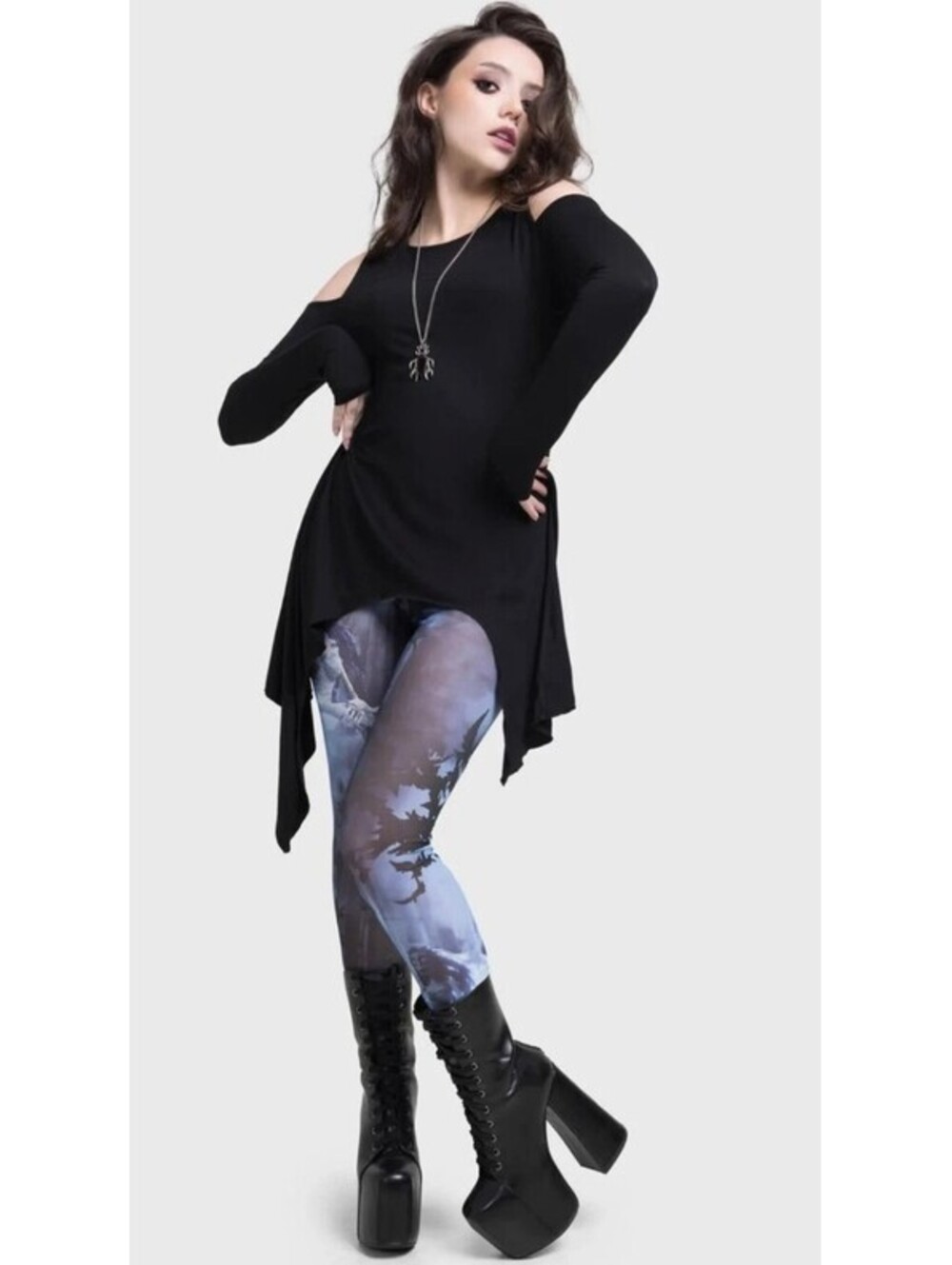 Killstar Corpse Bride Emily In The Night Sheer Leggings Women's Size XS NEW NWT